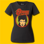 David Bowie Glam Shot Rock Girls Crew T-Shirt