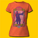 Janis Joplin 1967 Girls Heather Orange Crew T-Shirt